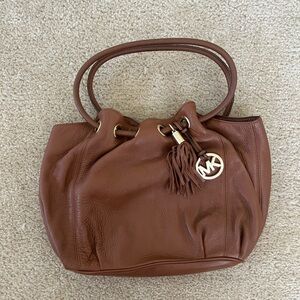 Michael Kors Brown Shoulder Bag with Gold Accents
